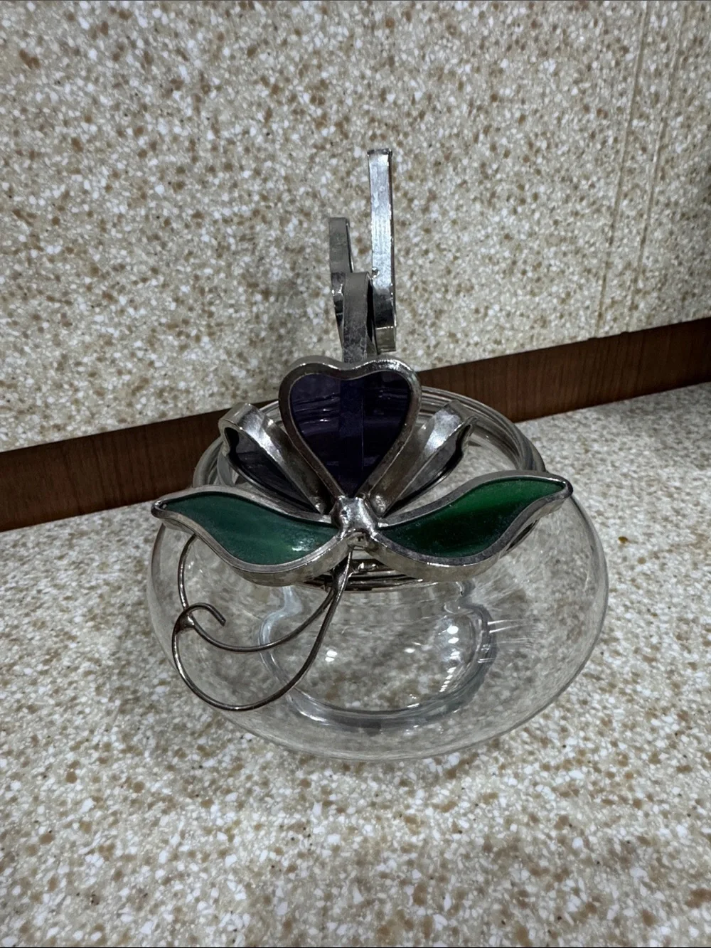 Stained Glass Hummingbird & Butterfly Glass Bowl - Green Accent